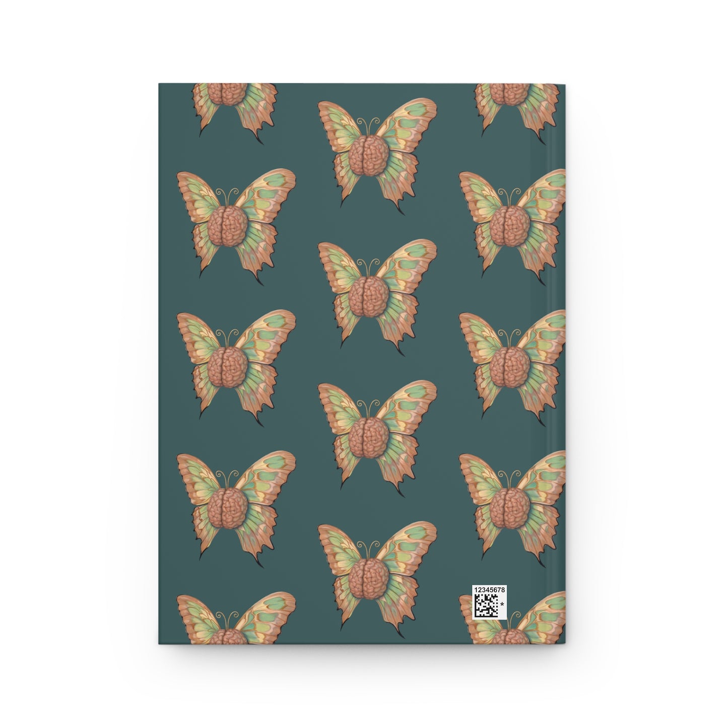 Teal Butterfly Brain Hardcover Notebook