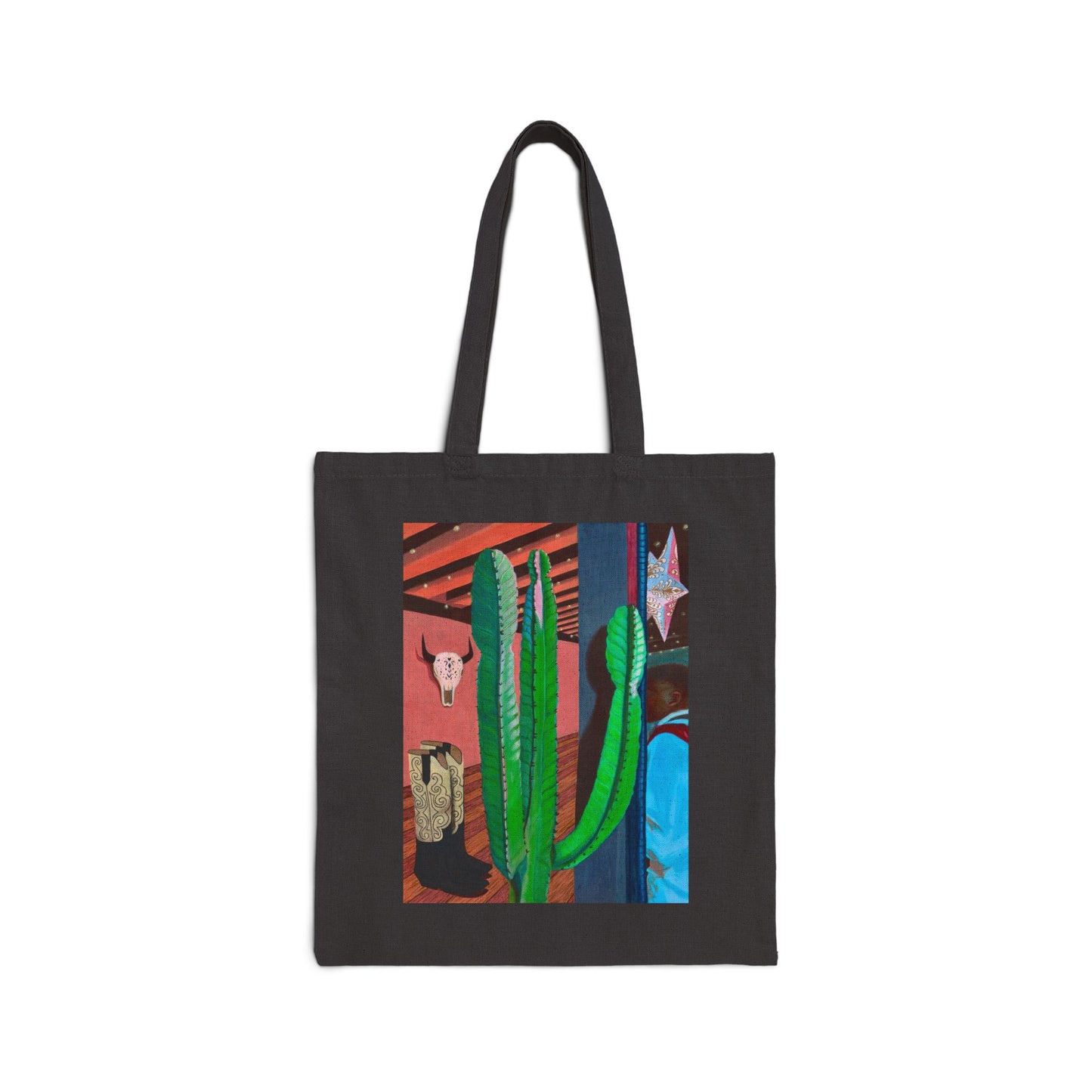 Desert Cactus Illustration Tote Bag | Southwestern Plant Art Cotton Canvas