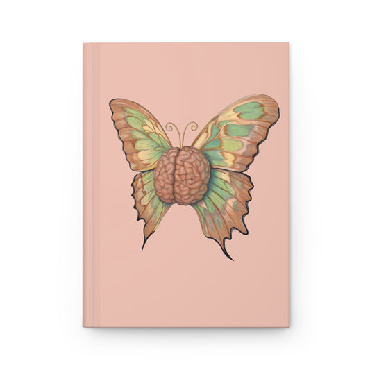 Blush Butterfly Brain Hardcover Notebook