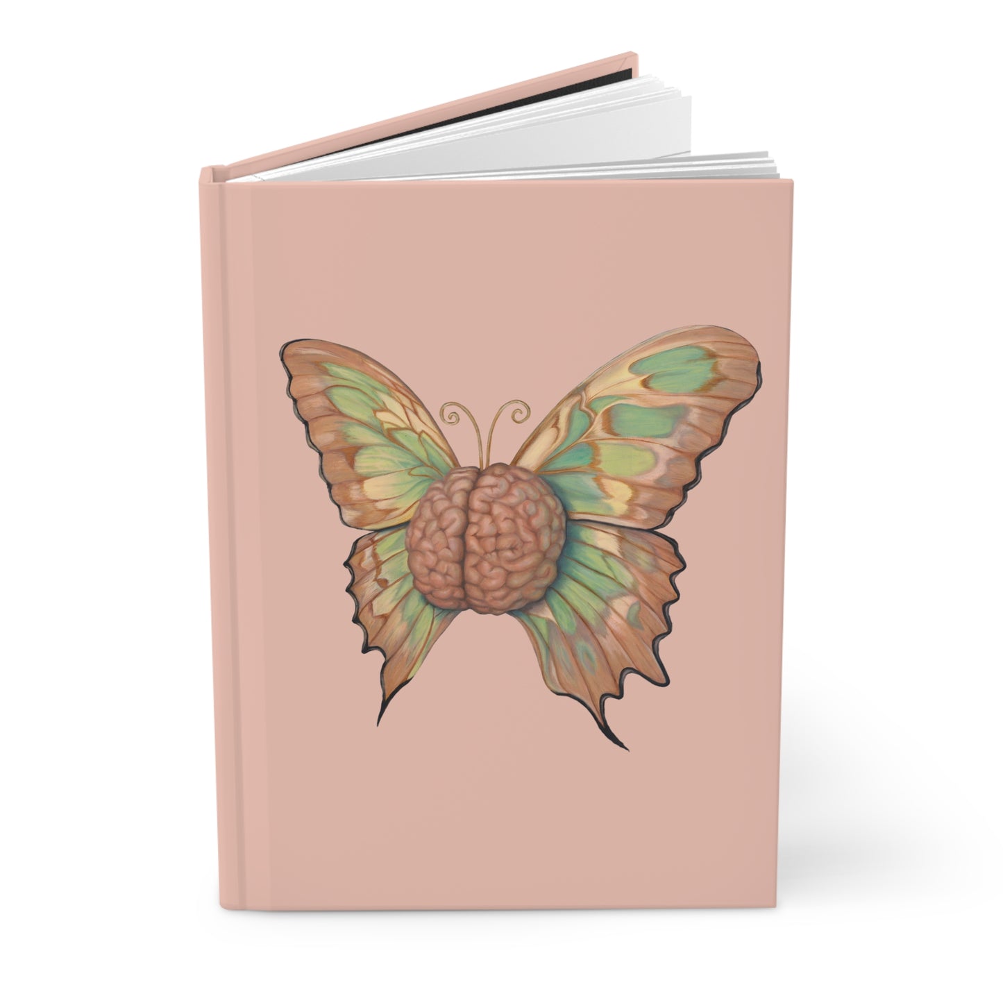 Blush Butterfly Brain Hardcover Notebook