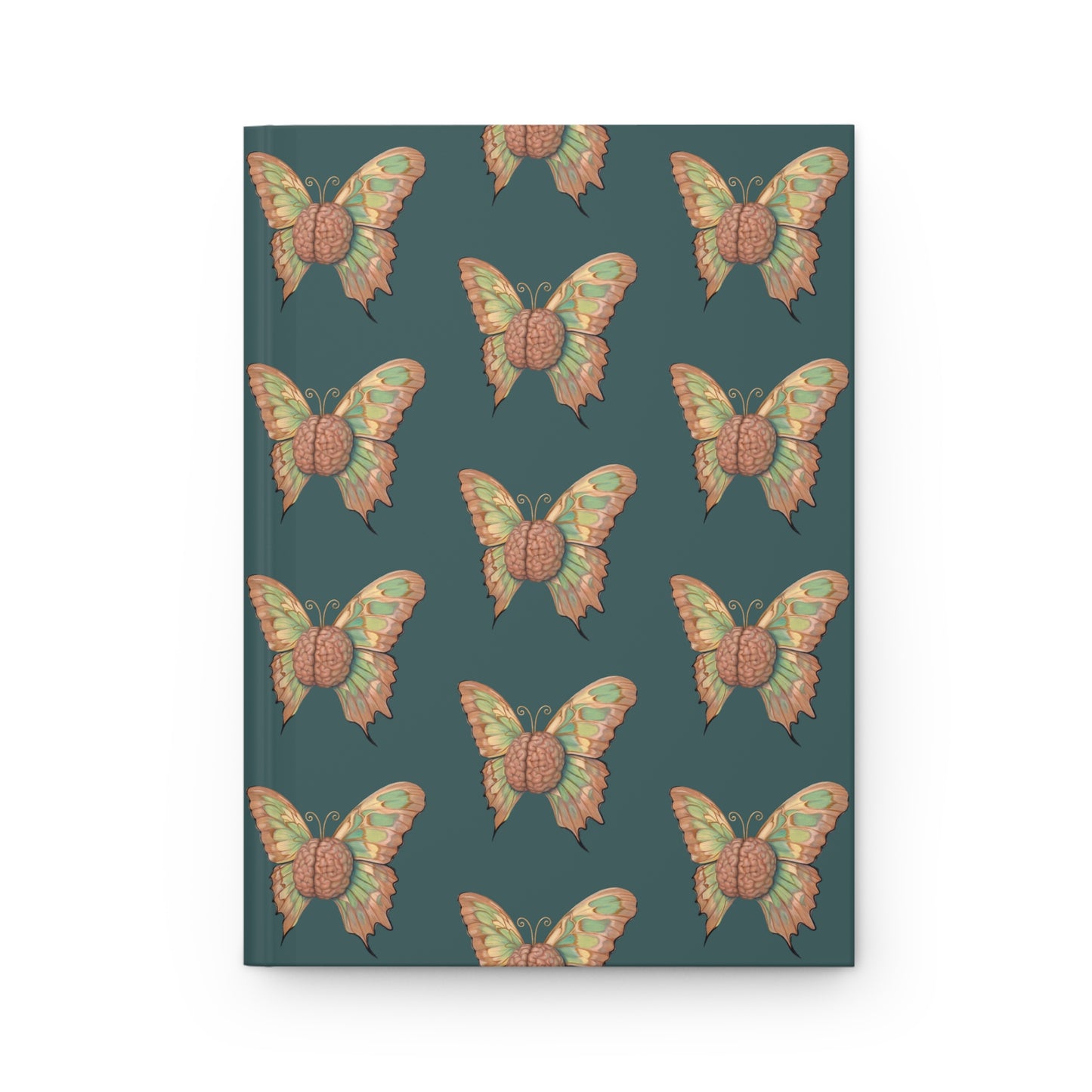 Teal Butterfly Brain Hardcover Notebook